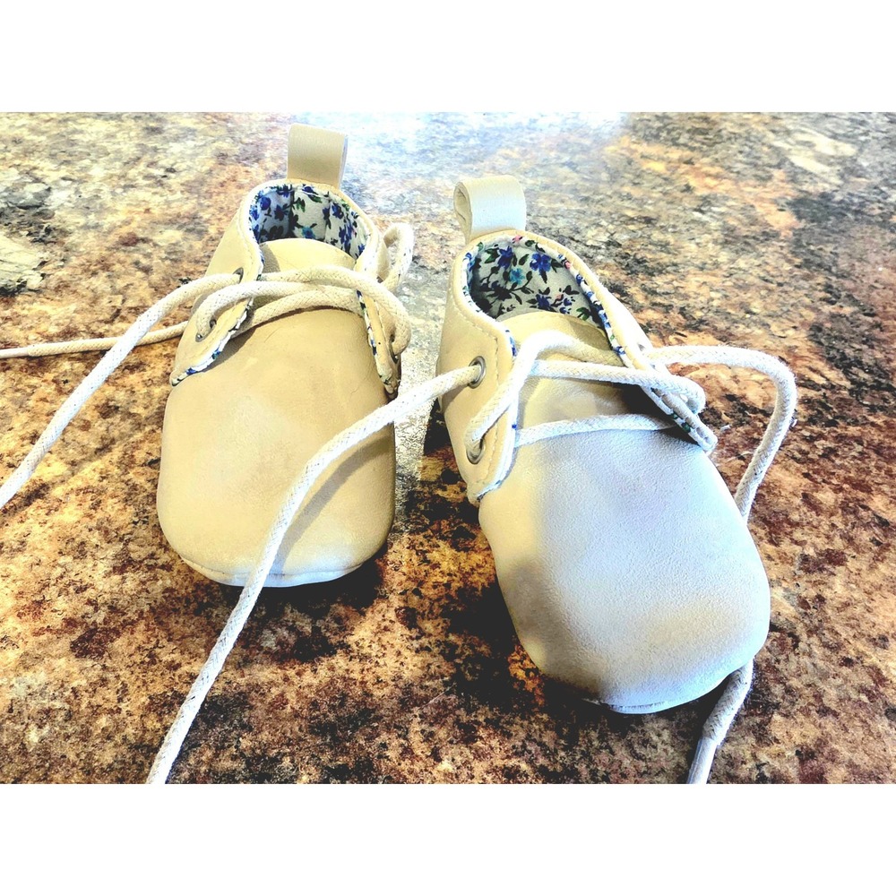 Baby Infant Unisex Crib Shoe Leather  Brown size 3- 12 Fringe Baby Shower